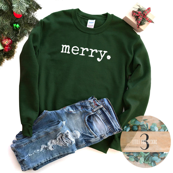 Christmas Green Sweatshirt Merry