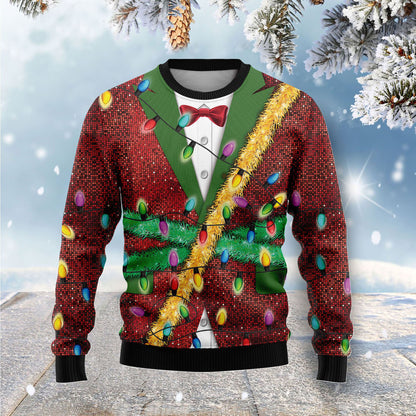 Christmas Light red glitter Full Printed Ugly Christmas Sweater, Christmas Ugly Sweater, Christmas Gift, Gift Christmas 2024