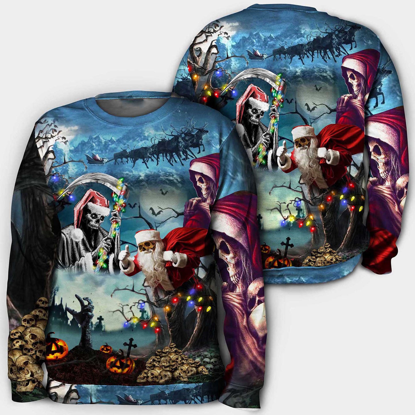 Christmas Santa Claus Skull Hoodie 3D, Christmas Ugly Sweater, Christmas Gift, Gift Christmas 2024