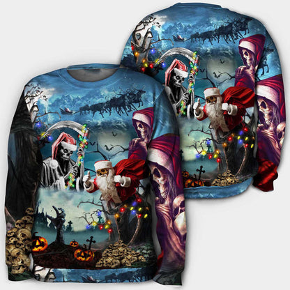Christmas Santa Claus Skull Hoodie 3D, Christmas Ugly Sweater, Christmas Gift, Gift Christmas 2024