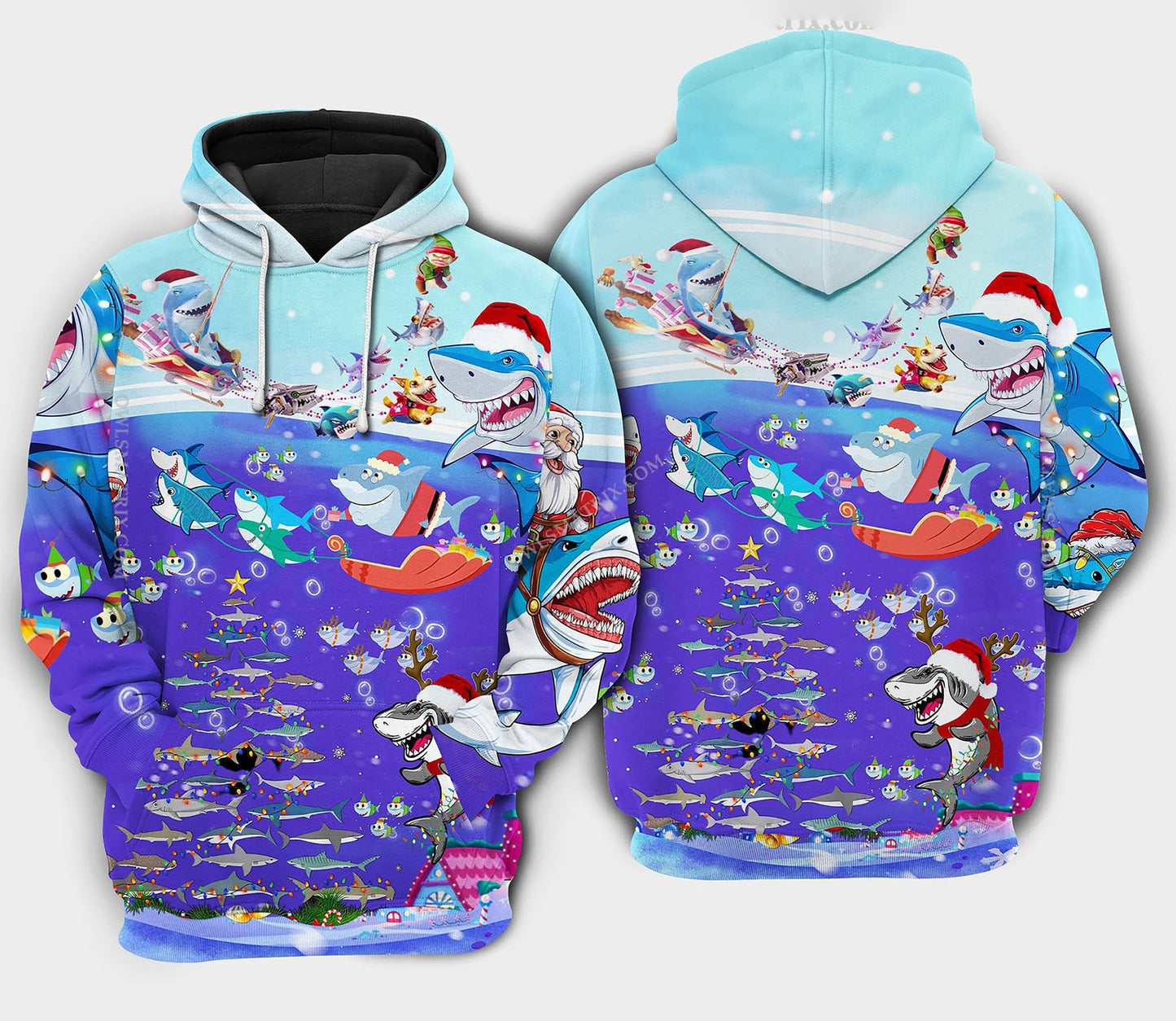 Christmas santa shark brings gifts to ocean Hoodie, Christmas Ugly Sweater, Christmas Gift, Gift Christmas 2024