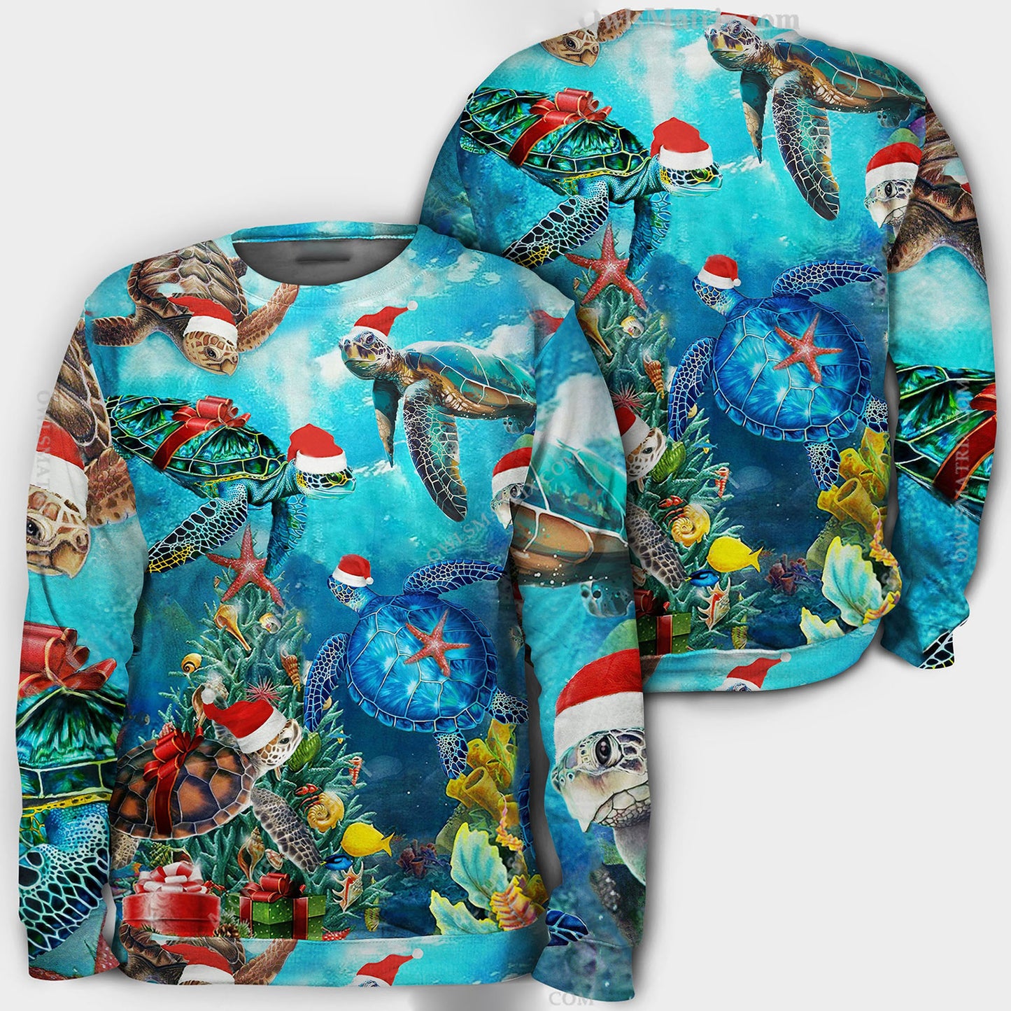 Christmas santa turtle to ocean Hoodie, Christmas Ugly Sweater, Christmas Gift, Gift Christmas 2024