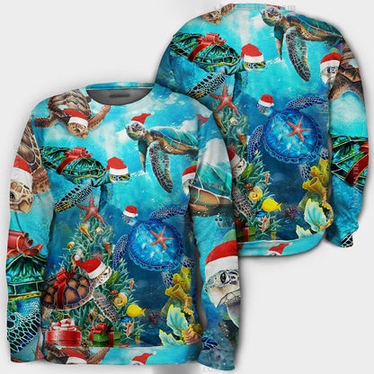Christmas santa turtle to ocean Hoodie, Christmas Ugly Sweater, Christmas Gift, Gift Christmas 2024