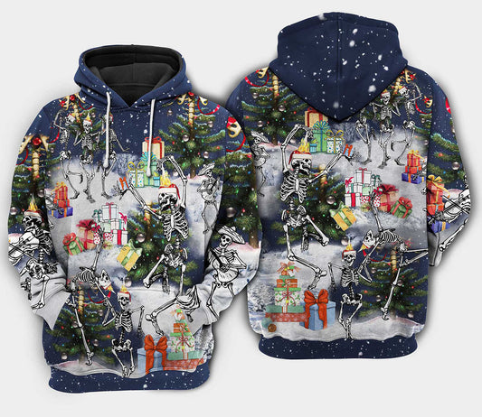 Christmas skull dancing happy Hoodie 3D, Christmas Ugly Sweater, Christmas Gift, Gift Christmas 2024