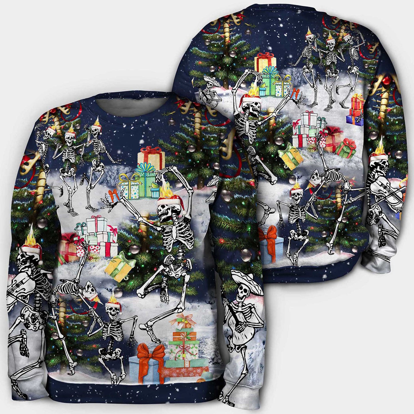 Christmas skull dancing happy Hoodie 3D, Christmas Ugly Sweater, Christmas Gift, Gift Christmas 2024