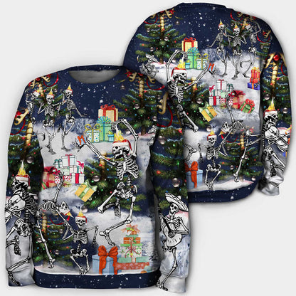Christmas skull dancing happy Hoodie 3D, Christmas Ugly Sweater, Christmas Gift, Gift Christmas 2024