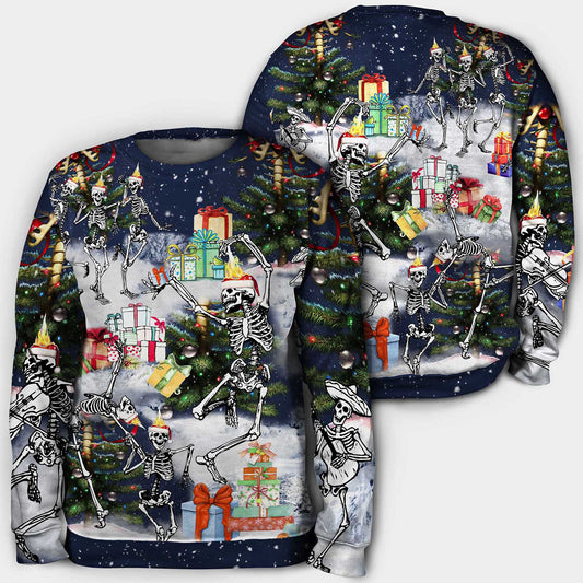 Christmas skull dancing happy Hoodie 3D, Christmas Ugly Sweater, Christmas Gift, Gift Christmas 2024