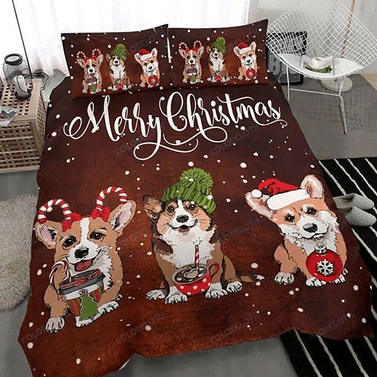 Corgi Christmas Themed Duvet Bedding Set Bedroom Set Bedlinen 3D,Bedding Christmas Gift,Bedding Set Christmas
