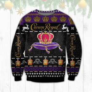 Crown Royal Alcohol Black Ugly Sweater, Christmas Ugly Sweater, Christmas Gift, Gift Christmas 2024