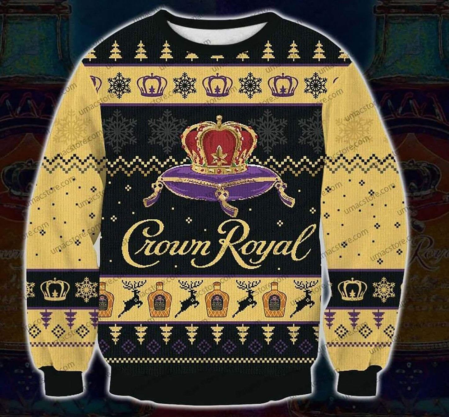 Crown Royal Black 3D Print Christmas Sweater,Christmas Ugly Sweater, Christmas Gift, Gift Christmas 2024