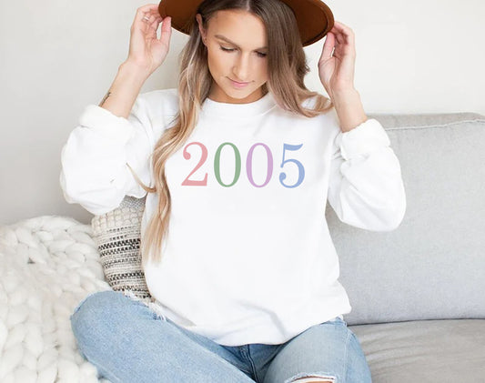 Custom Birthday Year Sweatshirt, 18th Birthday Sweatshirt, 2005 Shirt, Birthday, 18th Birthday Gift, Personalized Year