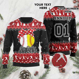 Custom Name And Number Busy Raising Ballers Baseball Sweater, Christmas Ugly Sweater, Christmas Gift, Gift Christmas 2024