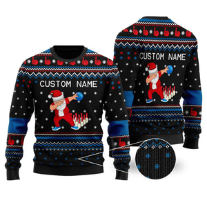 Custom Name Bowling Image Cool Noel Pattern Ugly Sweater, Christmas Ugly Sweater, Christmas Gift, Gift Christmas 2024