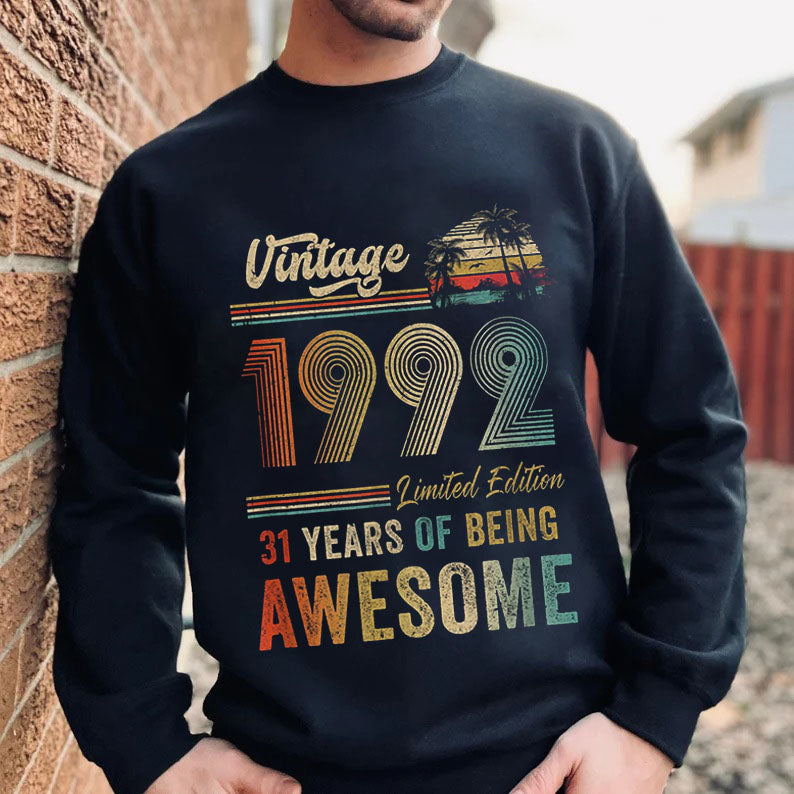 Custom Vintage 1992 Sweatshirt, 30th Birthday Gift, Unisex Crewneck T-shirt, Gift for Him, Her, Custom Year Sweatshirt