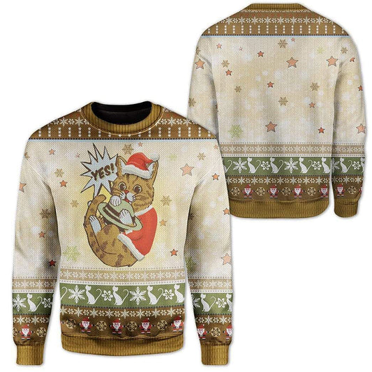 Cute Cat Merry Christmas Sweater, Christmas Ugly Sweater, Christmas Gift, Gift Christmas 2024