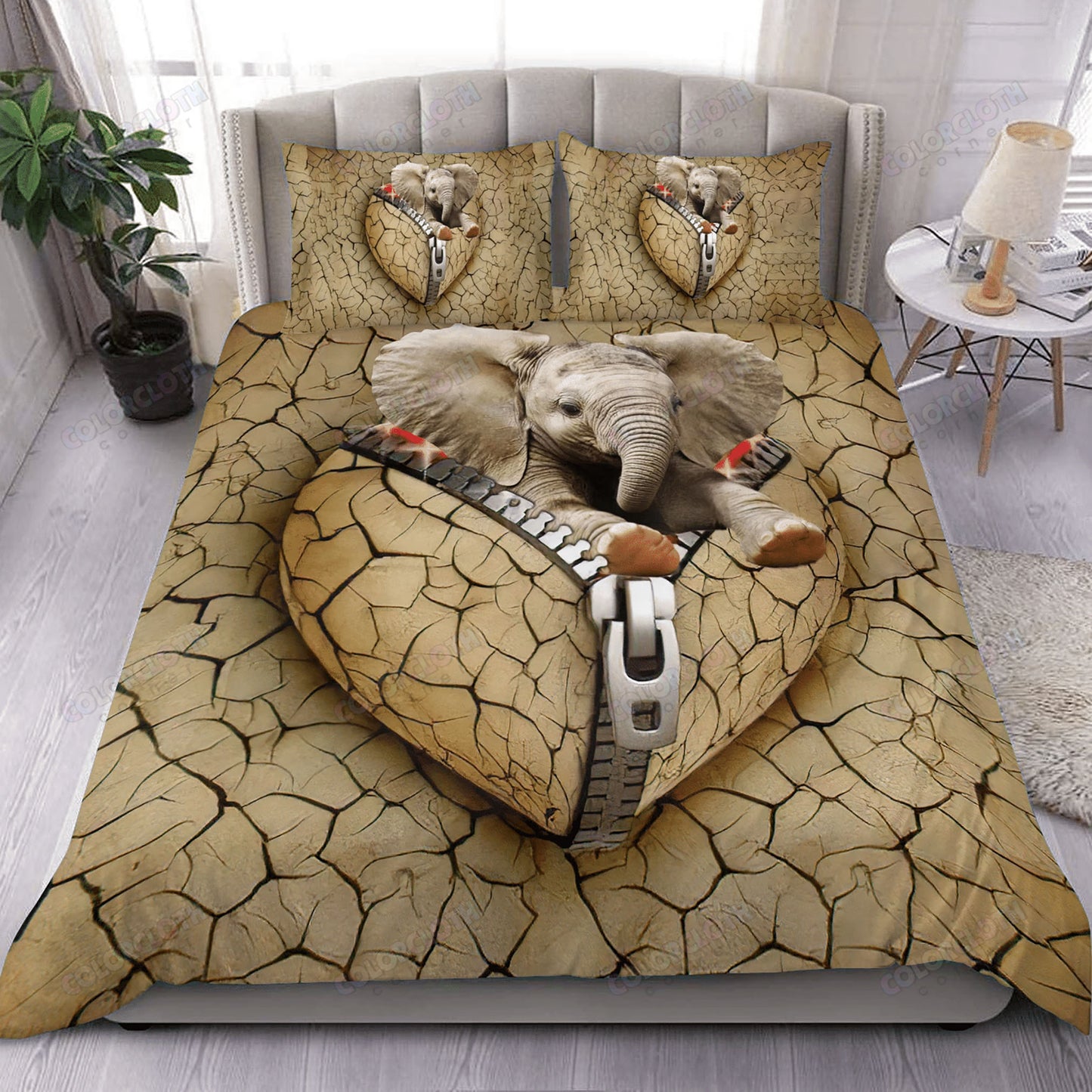 Cute Elephant In Heart Zip Pattern Bedding Set Bedroom Set Bedlinen 3D,Bedding Christmas Gift,Bedding Set Christmas