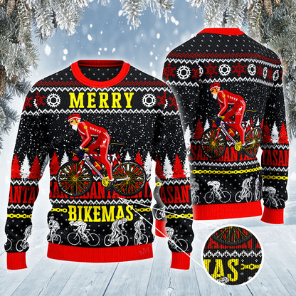 Cycling Lovers Gift Merry Bikemas All Over Print Sweater, Christmas Ugly Sweater, Christmas Gift, Gift Christmas 2024