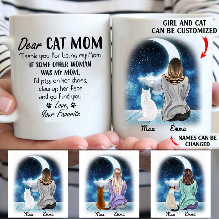 Dear cat mom thank you for being my mom custom christmas mugs