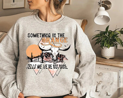 Desert Bull Skull Something In The Orange Western Country Premium Shirt