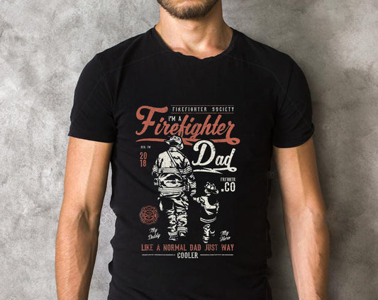 Distressed Firefighter Dad Shirt Men Fathers Day Fireman T-Shirt