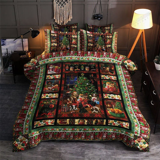 Dog in cozy home Christmas night Bedding Set Bedroom Set Bedlinen 3D,Bedding Christmas Gift,Bedding Set Christmas