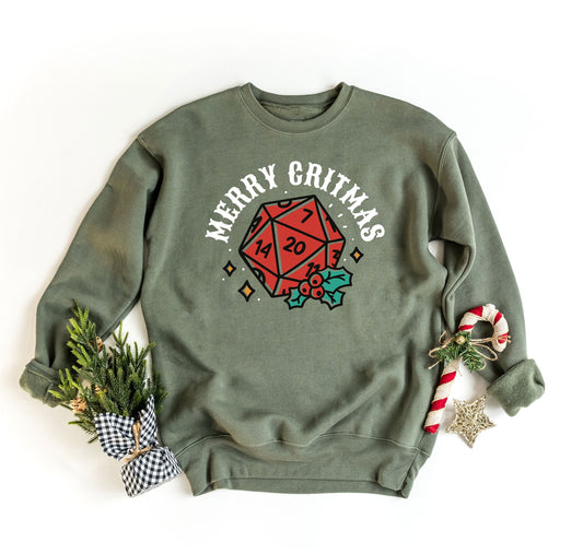 Dungeons and Dragons Christmas Party Sweatshirt, Christmas Sweatshirt For DnD Fans, Polyhedral Dice Xmas Hoodie, Merry Critmas Sweater