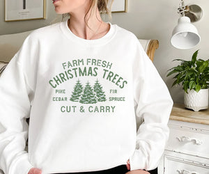 Farm Fresh Christmas Trees Sweatshirt, Christmas Tree Sweatshirt, Pine Tree Sweatshirt, Christmas Party Shirt, Holiday Sweatshirt, Christmas