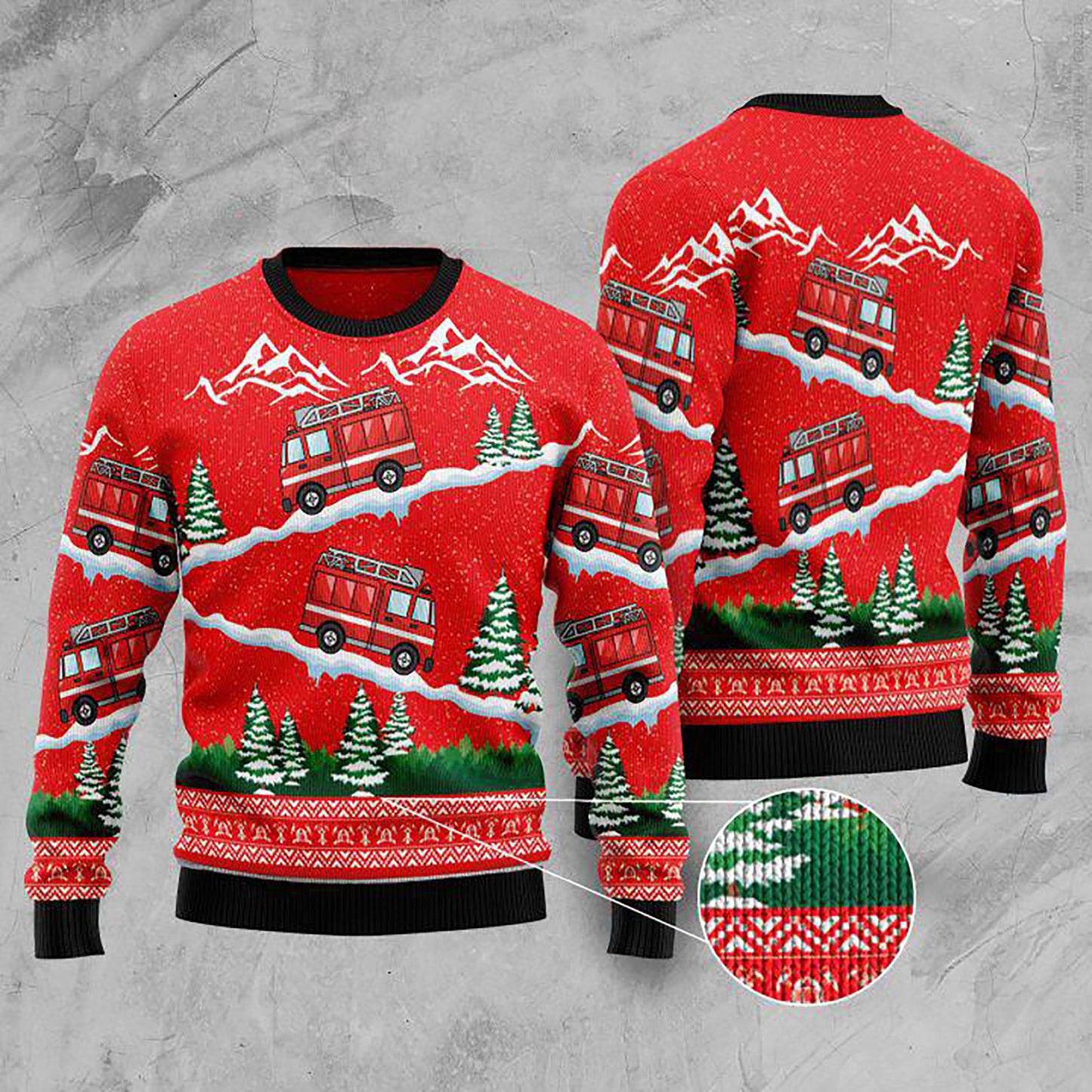 Firefighter Car Christmas Ugly Sweater, Christmas Ugly Sweater, Christmas Gift, Gift Christmas 2024