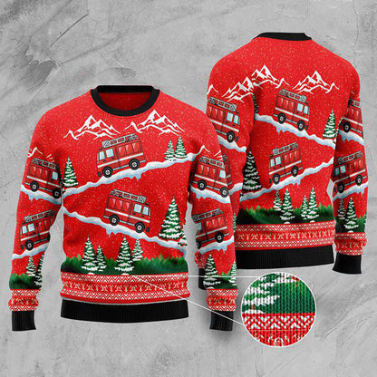 Firefighter Car Christmas Ugly Sweater, Christmas Ugly Sweater, Christmas Gift, Gift Christmas 2024