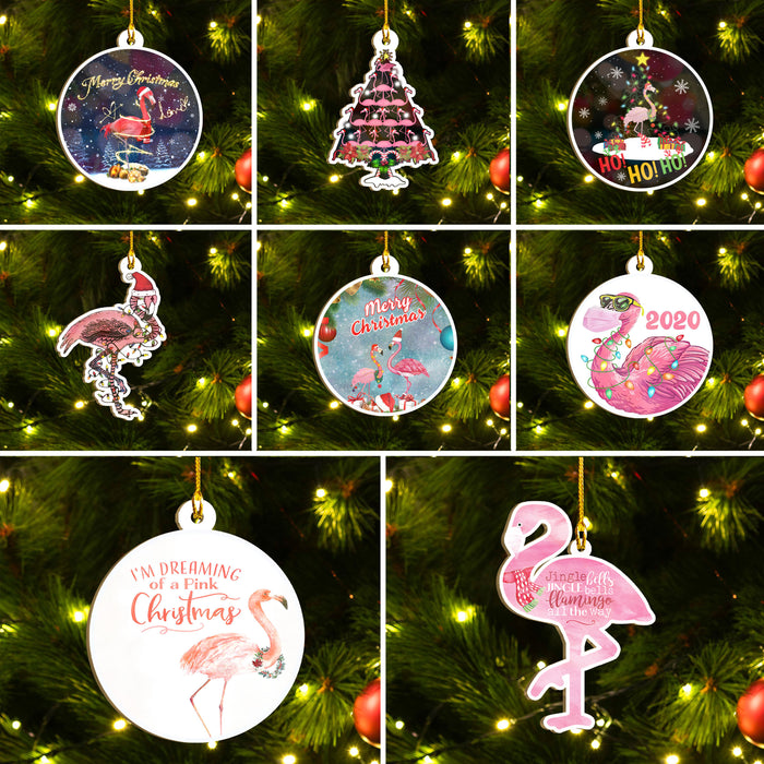 Funny Christmas Flamingo Ornaments Set, Flamingo Ho Ho Ornament Set, Funny Christmas Ornament Family Gift Idea