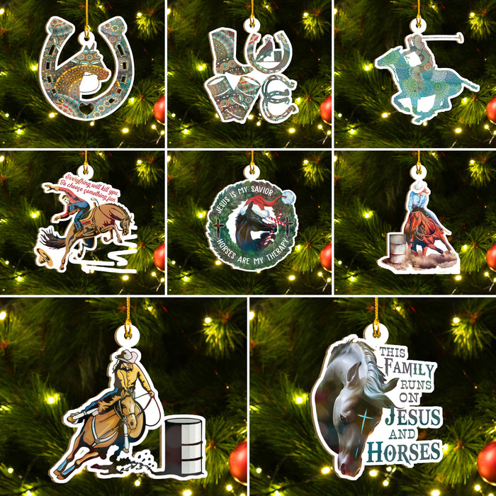 Funny Horses Ornaments Set, Horses Christmas Ornaments Set, Funny Christmas Family Gift Idea For Horse Lover