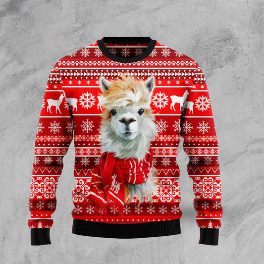 Festive Llama Xmas Ugly Christmas Sweater, Christmas Ugly Sweater, Christmas Gift, Gift Christmas 2024