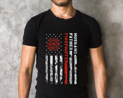Firefighter Husband Father Fireman Fathers Day gift for Dad T-Shirt