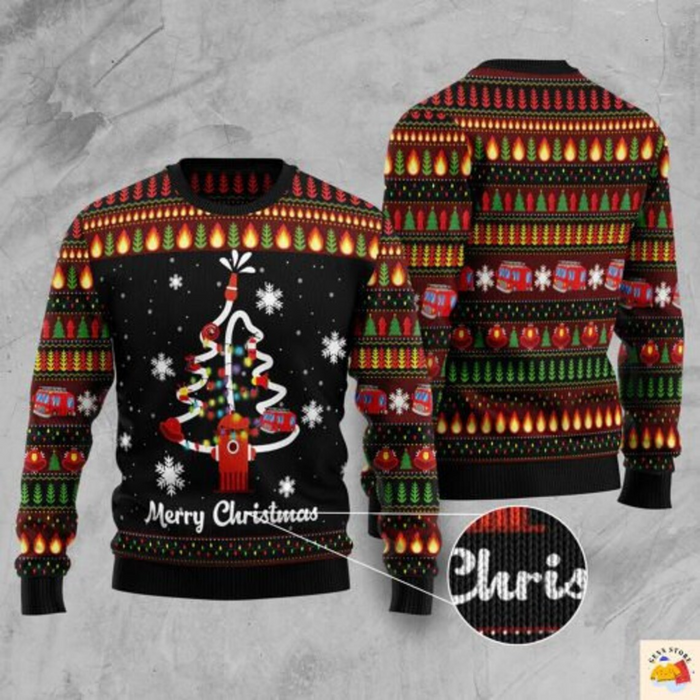 Firefighter Lover Ugly Christmas Sweater Tshirt Hoodie Apparel,Christmas Ugly Sweater,Christmas Gift,Gift Christmas 2024