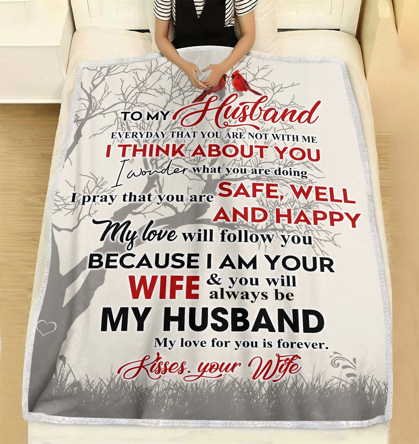 To my Husband everyday that you are not with me your wife think about you Fleece Blanket Christmas family  unique gift idea