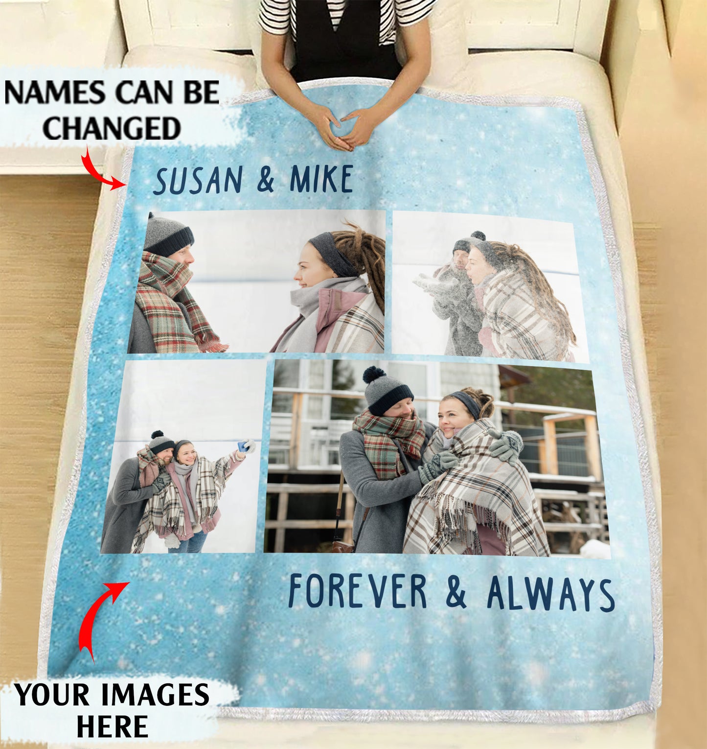 Our love is forever and always couple personalized Christmas fleece blanket - Merry Christmas customized family unique gift idea