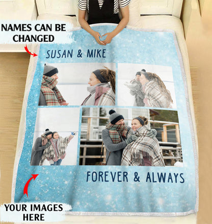 Our love is forever and always couple personalized Christmas fleece blanket - Merry Christmas customized family unique gift idea