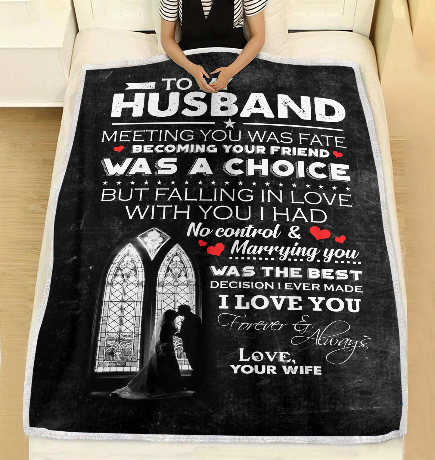 To my husband meeting you was fate becoming your friend was a choice - I love you forever & always couple fleece blanket gifts christmas blanket