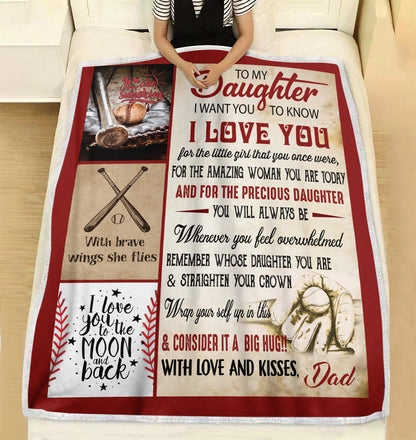 To my daughter I want you to know I love you baseball Christmas fleece blanket unique family gift idea