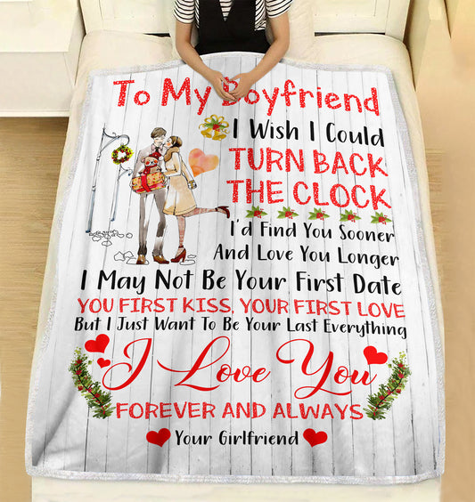 To my boyfriend I love you Forever and Always Christmas fleece blanket unique family gift idea