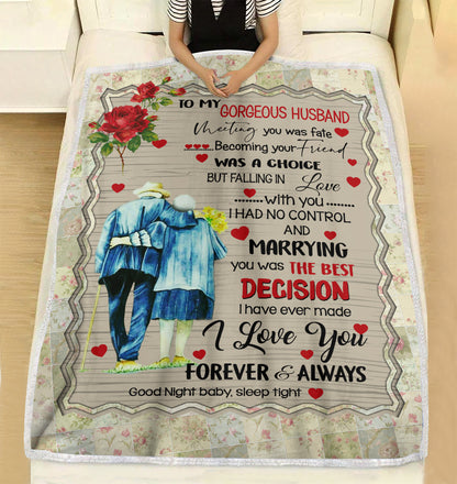 To my gorgeous husband meeting you was fate personalized fleece blanket gifts custom christmas blanket