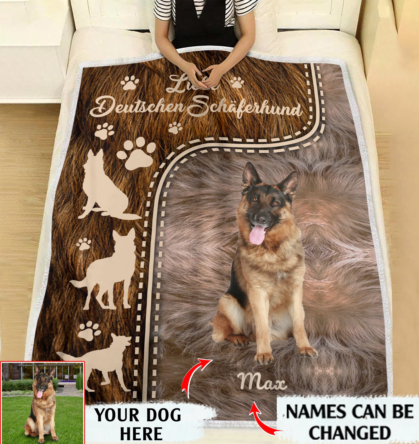 Liebe Deutschen Schäferhund personalisierte Nachricht Brief Flanell Fleece Bett Couch Decken