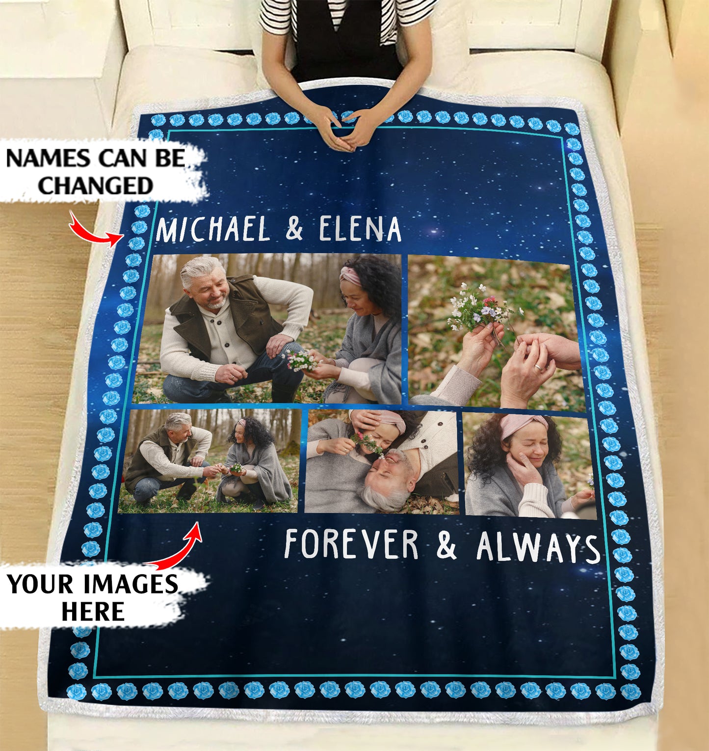 Our love is forever and always couple personalized Christmas fleece blanket - Merry Christmas customized family unique gift idea