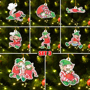 Funny Bad Elf Ornament Set Of 8 & 4, Xmas Dirty Elf Ornament Set, Funny Christmas Ornament Gift Idea