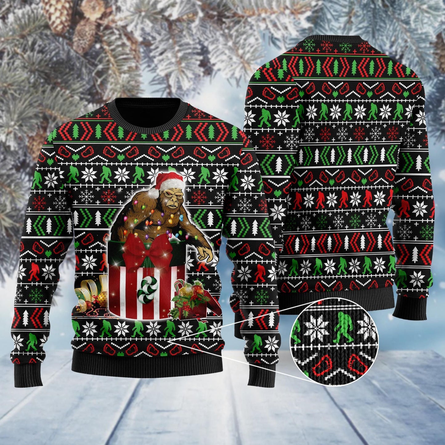 Funny Bigfoot In The Gift Box Ugly Sweater, Christmas Gift, Gift Christmas 2024