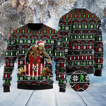 Funny Bigfoot In The Gift Box Ugly Sweater, Christmas Gift, Gift Christmas 2024