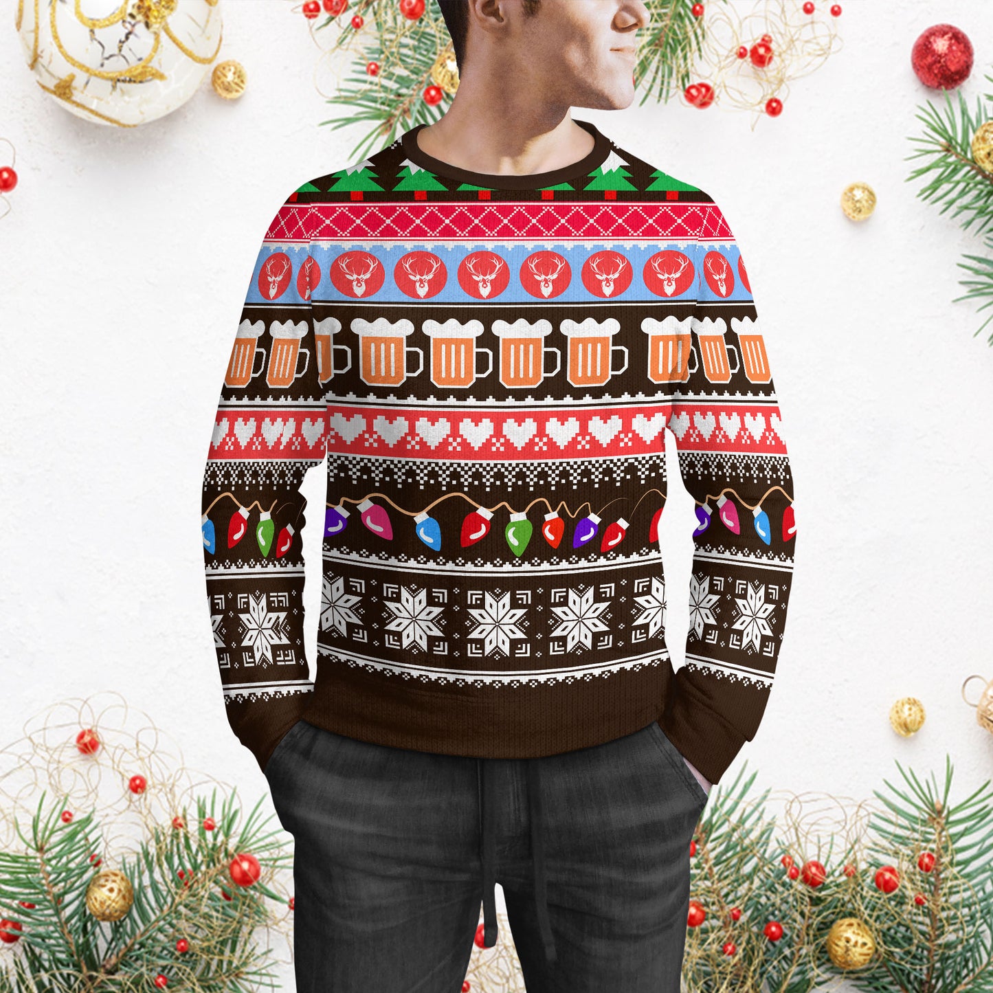 Funny Christmas Beer Ugly Sweater, Merry Beermas Sweater, Beer Santa Ugly Sweater, Funny Christmas Family Gift Idea