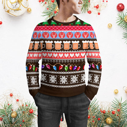 Funny Christmas Beer Ugly Sweater, Merry Beermas Sweater, Beer Santa Ugly Sweater, Funny Christmas Family Gift Idea