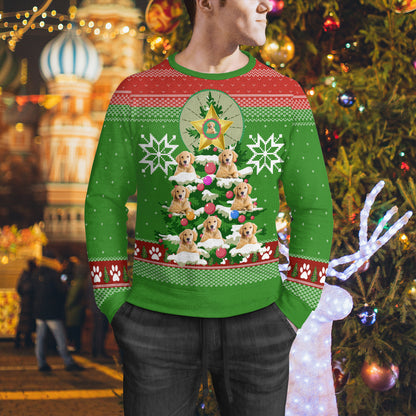 Lustiger süßer Golden Retriever Weihnachtspullover, Golden Retriever Baumpullover, Weihnachtspullover Golden Retriever Ugly Sweater Weihnachtsgeschenkidee für die Familie