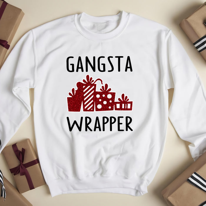 Gangsta wrapper funny Santa sweatshirt gifts christmas ugly sweater for men and women